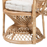 Ediva Modern Wicker Fair Natural Brown Rattan Peacock Accent Chair