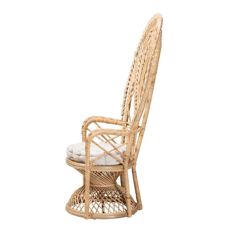 Princessa Modern Wicker Fair Natural Brown Rattan Peacock Accent Chair