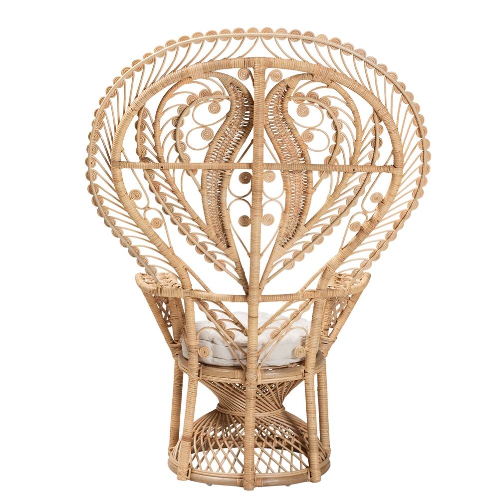 Princessa Modern Wicker Fair Natural Brown Rattan Peacock Accent Chair