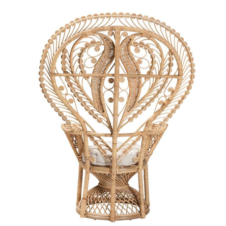 Princessa Modern Wicker Fair Natural Brown Rattan Peacock Accent Chair