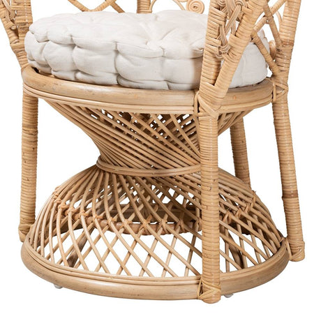 Princessa Modern Wicker Fair Natural Brown Rattan Peacock Accent Chair