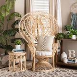 Princessa Modern Wicker Fair Natural Brown Rattan Peacock Accent Chair