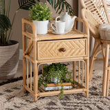 Kobie Modern Wicker Fair Natural Brown Rattan 1-Drawer Nightstand