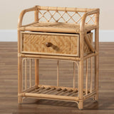Kobie Modern Wicker Fair Natural Brown Rattan 1-Drawer Nightstand