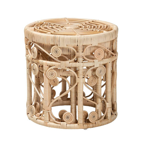 Bowie Modern Wicker Fair Natural Brown Rattan 2-Piece Nesting End Table Set