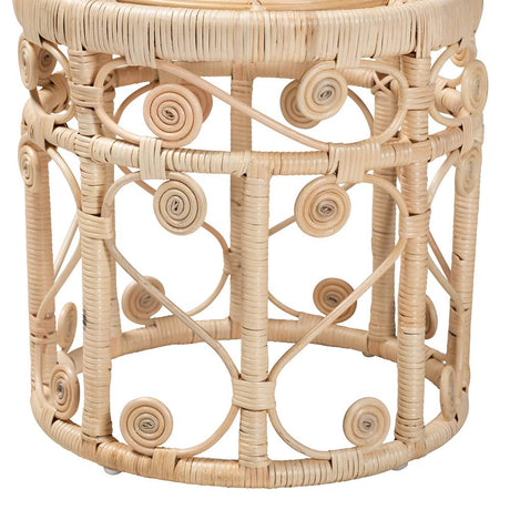 Bowie Modern Wicker Fair Natural Brown Rattan 2-Piece Nesting End Table Set