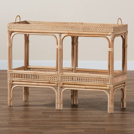 Lombok Modern Wicker Fair Natural Brown Rattan Console Table