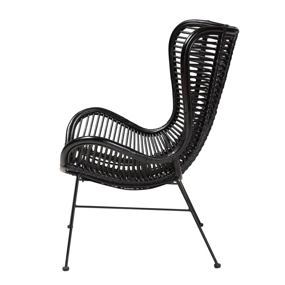 Colorado Modern Wicker Fair Black Rattan and Metal Accent Chair