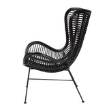 Colorado Modern Wicker Fair Black Rattan and Metal Accent Chair