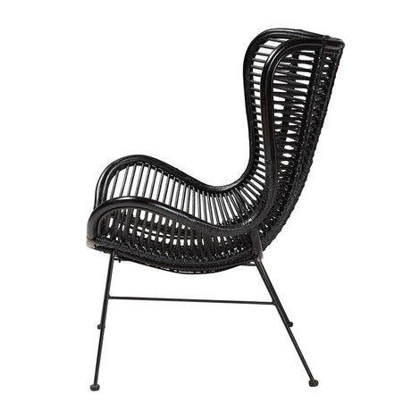 Colorado Modern Wicker Fair Black Rattan and Metal Accent Chair