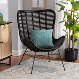 Colorado Modern Wicker Fair Black Rattan and Metal Accent Chair