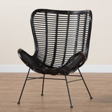Colorado Modern Wicker Fair Black Rattan and Metal Accent Chair