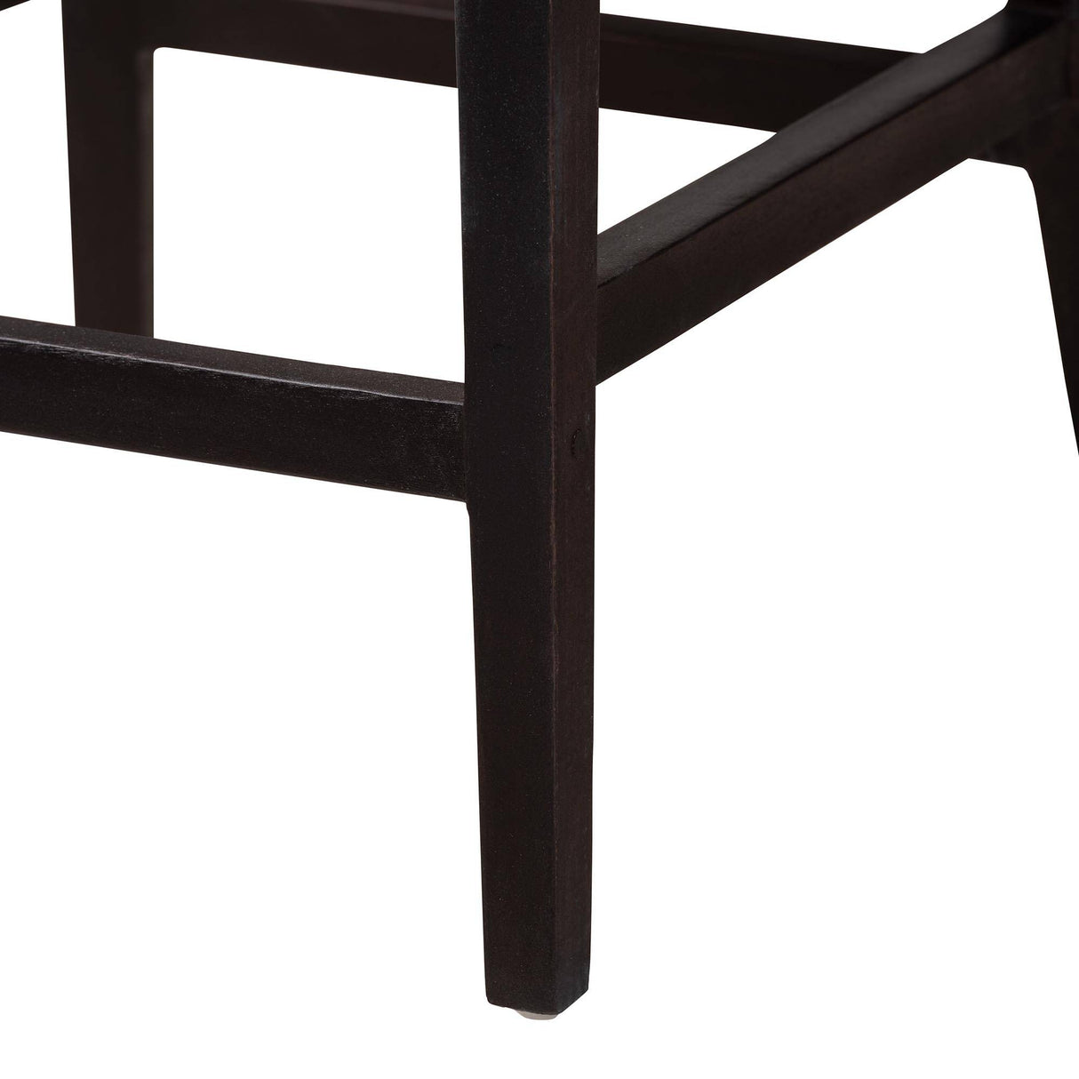Lingga Modern Wicker Fair Dark Brown Mahogany Wood and Natural Rattan Counter Stool