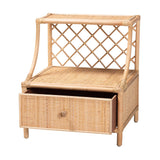 Lalo Modern Wicker Fair Natural Brown Rattan 1-Drawer Nightstand