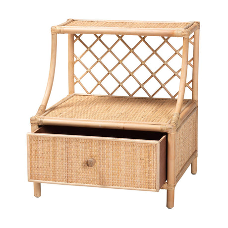 Lalo Modern Wicker Fair Natural Brown Rattan 1-Drawer Nightstand