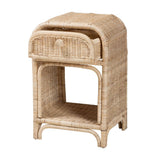 Magni Modern Wicker Fair Natural Brown Rattan 1-Drawer Nightstand