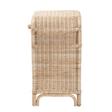 Magni Modern Wicker Fair Natural Brown Rattan 1-Drawer Nightstand