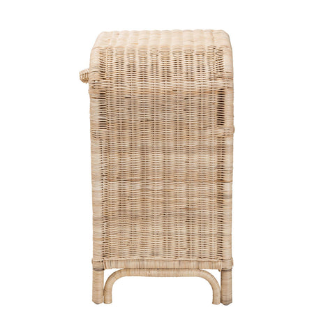 Magni Modern Wicker Fair Natural Brown Rattan 1-Drawer Nightstand