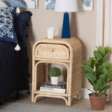 Magni Modern Wicker Fair Natural Brown Rattan 1-Drawer Nightstand