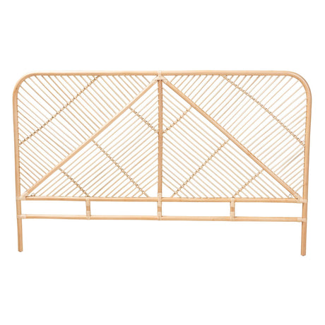 Walid Modern Wicker Fair Natural Brown Rattan Queen Size Standalone Headboard