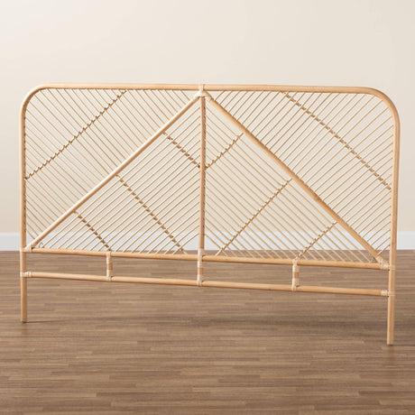 Walid Modern Wicker Fair Natural Brown Rattan Queen Size Standalone Headboard
