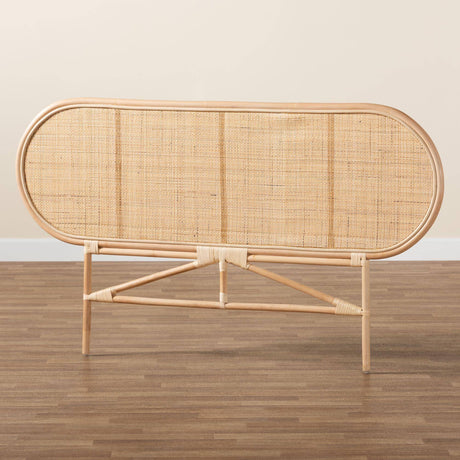 Reegan Modern Wicker Fair Natural Brown Rattan Queen Size Standalone Headboard