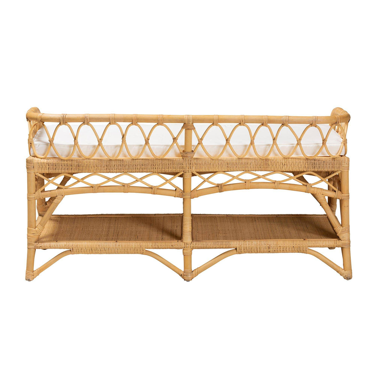 Leryn Modern Wicker Fair Natural Brown Rattan Bench