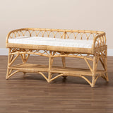 Leryn Modern Wicker Fair Natural Brown Rattan Bench