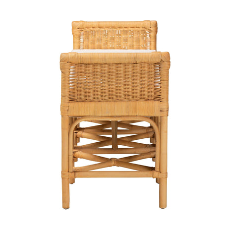 Nairi Modern Wicker Fair Natural Brown Rattan Bench