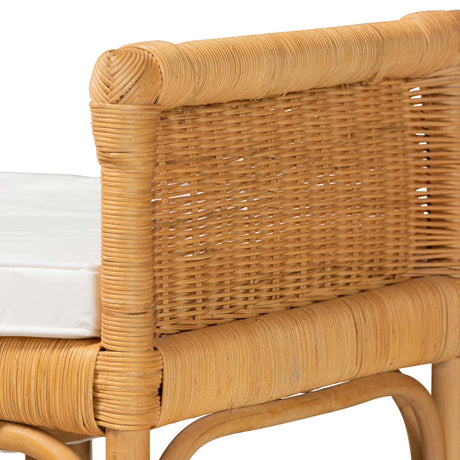Nairi Modern Wicker Fair Natural Brown Rattan Bench