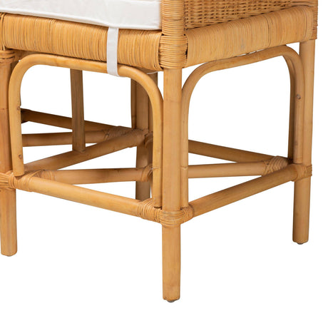 Nairi Modern Wicker Fair Natural Brown Rattan Bench
