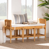 Nairi Modern Wicker Fair Natural Brown Rattan Bench