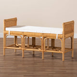 Nairi Modern Wicker Fair Natural Brown Rattan Bench