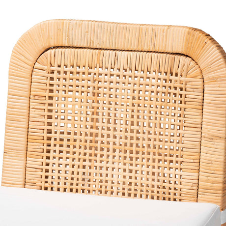 Zariah Modern Wicker Fair Natural Brown Rattan and Mahogany Wood Bar Stool