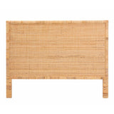 Adelyn Modern Wicker Fair Natural Brown Rattan and Mahogany Wood Queen Size Headboard