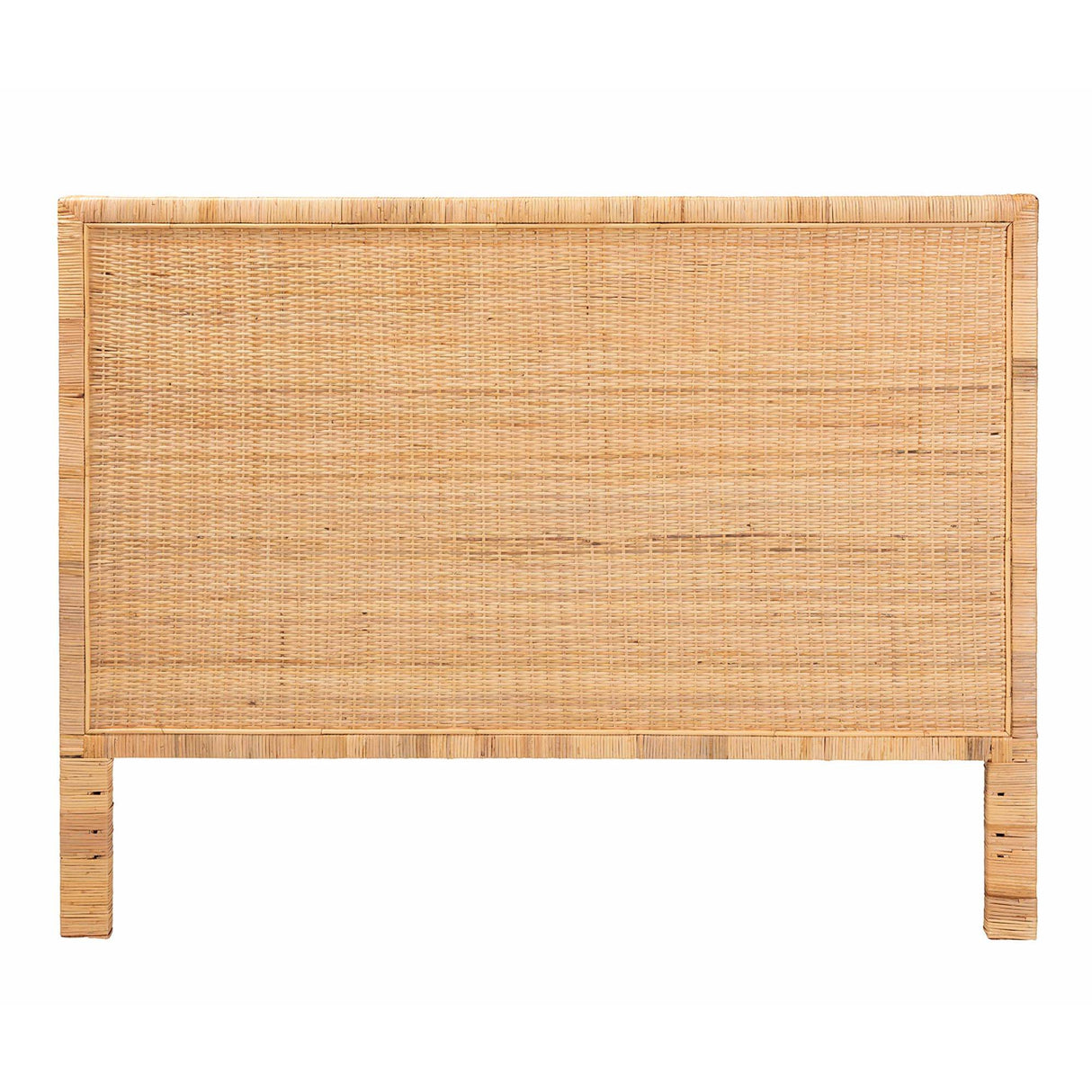 Adelyn Modern Wicker Fair Natural Brown Rattan and Mahogany Wood King Size Headboard