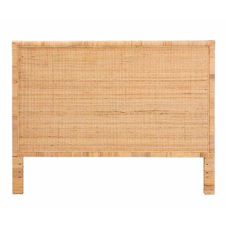 Adelyn Modern Wicker Fair Natural Brown Rattan and Mahogany Wood King Size Headboard