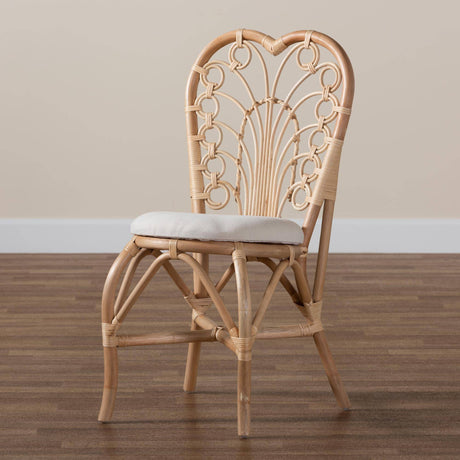 Jerica Modern Wicker Fair Natural Brown Rattan Dining Chair