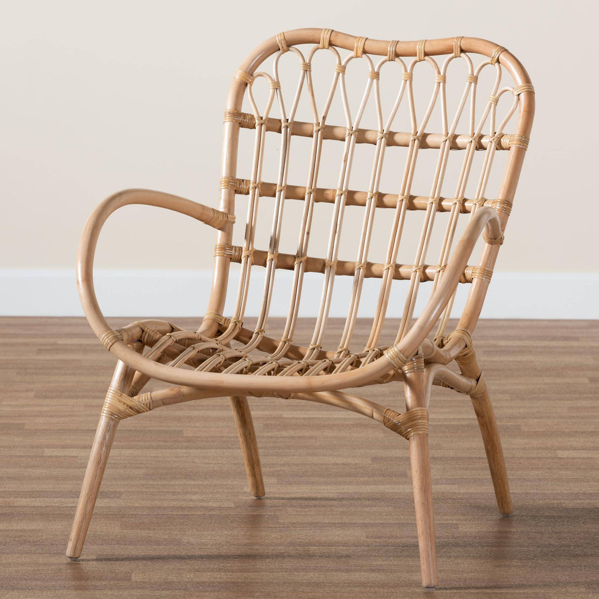 Bajo Modern Wicker Fair Natural Brown Rattan Arm Chair