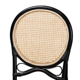 Ayana Mid-Century Modern Two-Tone Black and Natural Brown Rattan Dining Chair