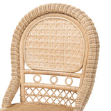 Jelita Modern Wicker Fair Natural Brown Rattan 2-Piece Dining Chair Set