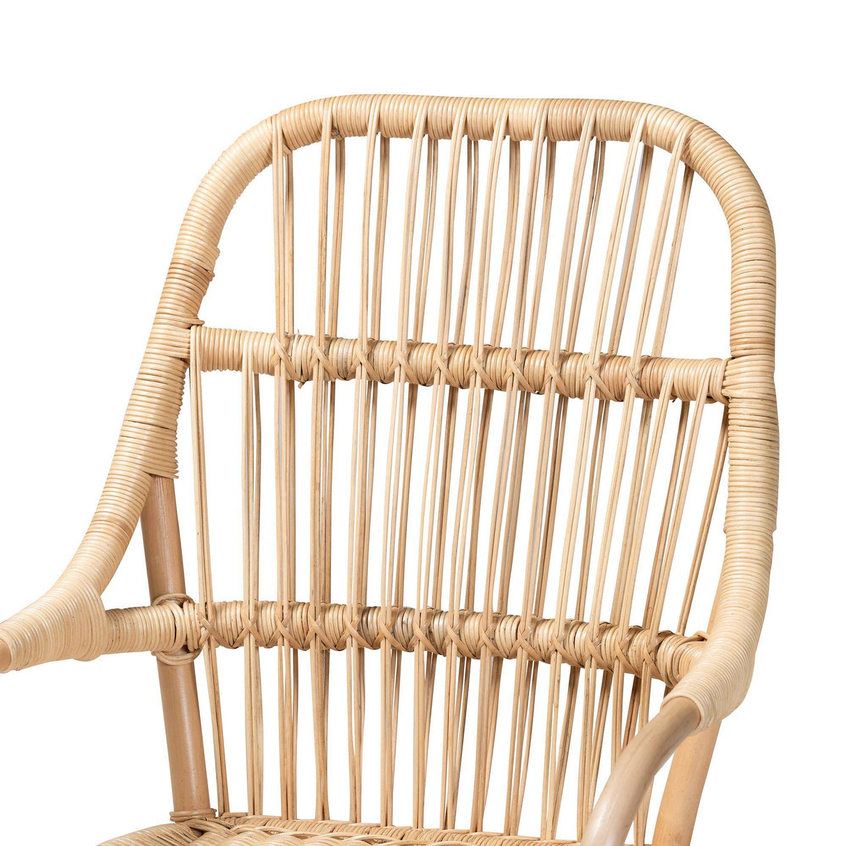 Sumatera Modern Wicker Fair Natural Brown Rattan 2-Piece Dining Chair Set