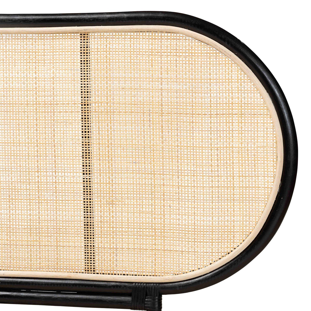 Reegan Modern Wicker Fair Two-Tone Black and Natural Brown Rattan Queen Size Standalone Headboard