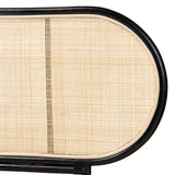 Reegan Modern Wicker Fair Two-Tone Black and Natural Brown Rattan Queen Size Standalone Headboard