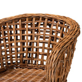 Mario Modern Wicker Fair Natural Brown Finished Teak Wood and Rattan 2-Piece Dining Chair Set