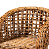 Mario Modern Wicker Fair Natural Brown Finished Teak Wood and Rattan 2-Piece Counter Stool Set