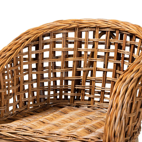 Mario Modern Wicker Fair Natural Brown Finished Teak Wood and Rattan 2-Piece Counter Stool Set