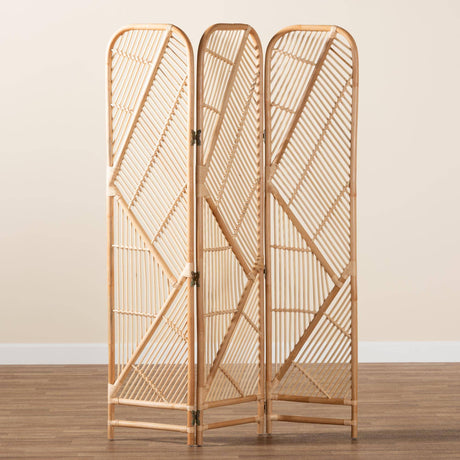 Firenze Modern Wicker Fair Natural Brown Rattan Room Divider
