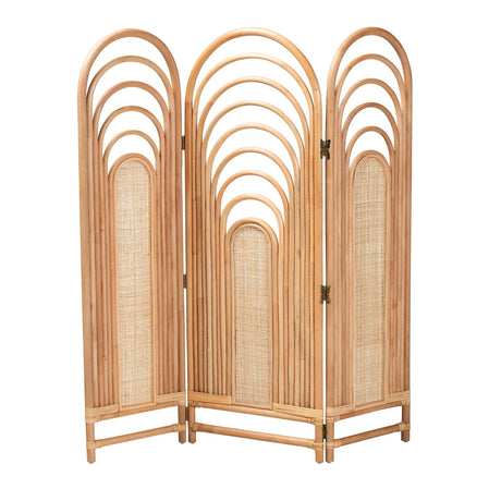 Golda Modern Wicker Fair Natural Brown Rattan Room Divider