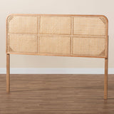 Lainer Modern Wicker Fair Natural Brown Finished Bayur Wood and Bamboo Queen Size Headboard